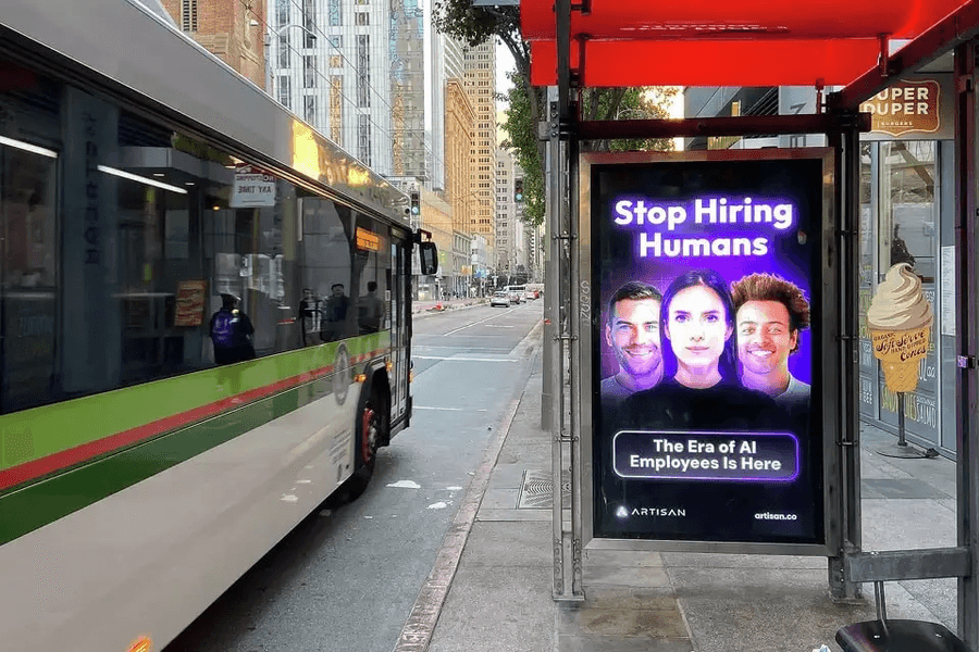 Bilboard "Stop hiring humans"